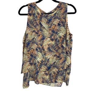 Urban Outfitters Lumiere Palm Tree Print Layered Tank Blouse Size L New